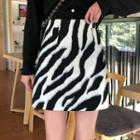 Zebra Print Mini Fitted Skirt