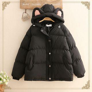 Ear-accent Hood Padded Parka