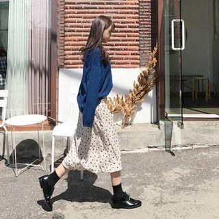 Leopard Long A-line Skirt Light Beige - One Size