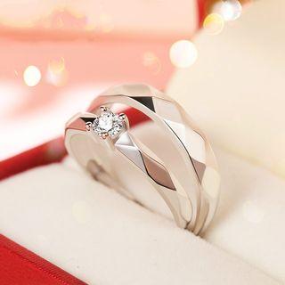 Faceted 925 Sterling Silver Couple Matching Ring