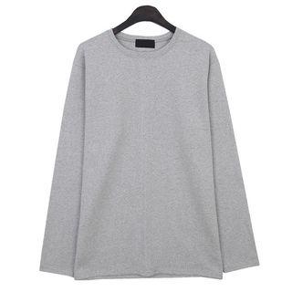 Plain Long-sleeve Cotton T-shirt (xl~xxl)