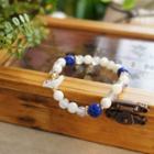 Agate & Shell Bead Bracelet 01# - Blue - One Size