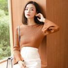 Bell-sleeve Tie-back Knit Top