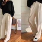 Band-waist Straight-leg Pants Cream - One Size