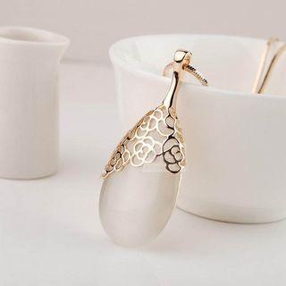 Cats Eye Stone Water Drop Necklace