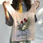 Floral Embroidered Organza Tote Bag