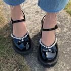 Faux Pearl Low-heel Sandals
