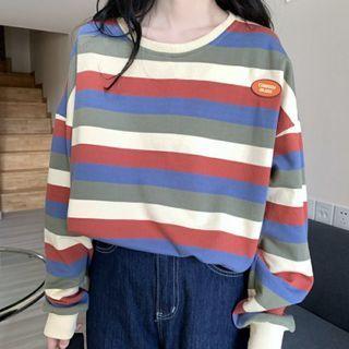 Long Sleeve Rainbow Stripe Sweatshirt
