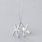 Starfish Rhinestone Pendant Sterling Silver Necklace Silver - One Size