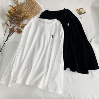 Long-sleeve Rabbit Embroidery T-shirt