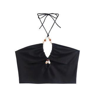 Halter-neck Bead Crop Top