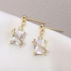 Rhinestone Dangle Earring A158 - 01 - White & Gold - One Size