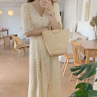 Lace-trim Floral Print Shirtdress