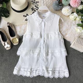 Lace Collar Pleated Layered Tank Top