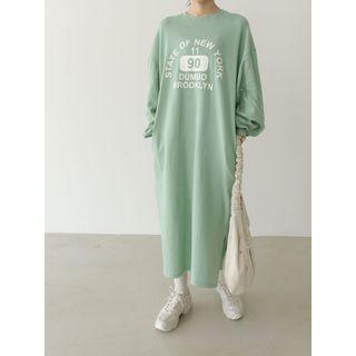 Drop-shoulder Printed Pullover Dress