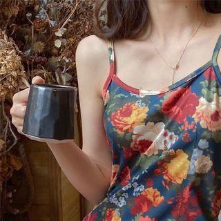 Floral Print Spaghetti-strap Mini Dress As Shown In Figure - One Size