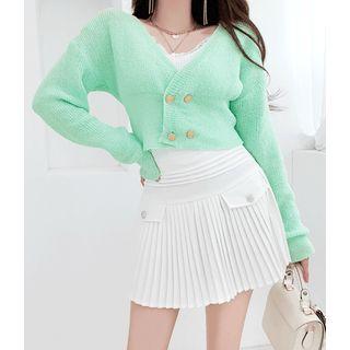 Double-button Crop Cardigan