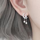 Rhinestone Earring 925 Sterling Silver - Star & Moon - Silver - One Size