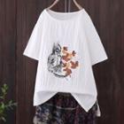 Short-sleeve Embroidered Top (various Designs)