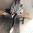 Letter Patch Wide-sleeve Hoodie