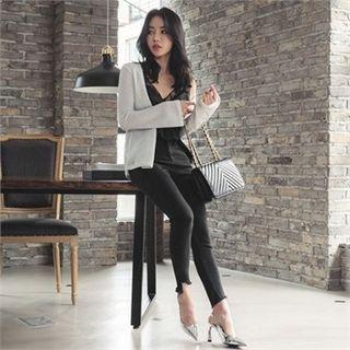 Cutout Fringe-hem Skinny Jeans