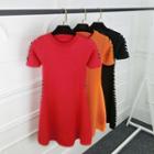 Knit Short-sleeve A-line Dress