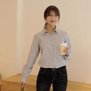 Embroidered-pattern Flannel Shirt