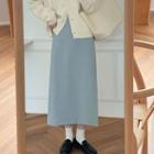 Plain A-line Slit Midi Skirt