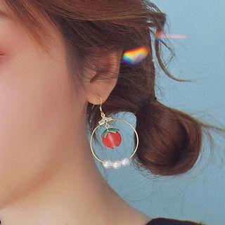 Faux Pearl Faux Crystal Fruit Hoop Earring