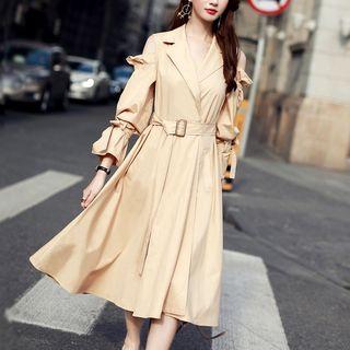 Cold Shoulder Bell-sleeve A-line Midi Dress