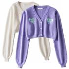 Sequined Cropped Buttoned Cardigan