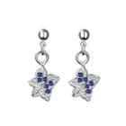 Fashion Elegant Flower Earrings With Blue Cubic Zircon Silver - One Size