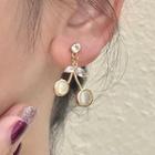 Cherry Faux Cat Eye Stone Alloy Dangle Earring 1 Pair - 2610a - Gold - One Size