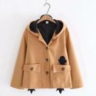 Hooded Applique Button Jacket