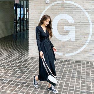 Knit Long Wrap Dress