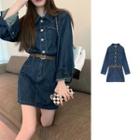 Set: Denim Mini Shirtdress + Belt