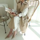 Long Trench Vest With Sash Beige - One Size