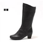 Genuine Leather Faux-fur Lined Mid-calf Boots