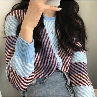 Color-block Geometric Sweater