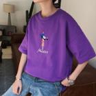 Couple Matching 3/4-sleeve Cartoon T-shirt