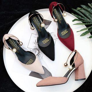 Ankle Strap Pointed Toe Chunky Heel Sandals