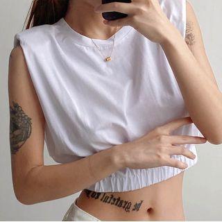 Padded-shoulder Crop Tank Top