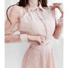 Lace-sleeve Pearly-button Shirt