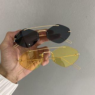 Retro Double-bridge Rimless Sunglasses