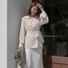 Double-breasted Cuff-detail Blazer With Sash