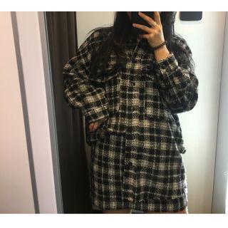 Patterned Long-sleeve Sleeve + Mini Skirt
