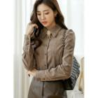 Puff-sleeve Corduroy Blouse
