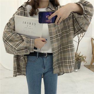 Plaid Shirt Khaki - One Size