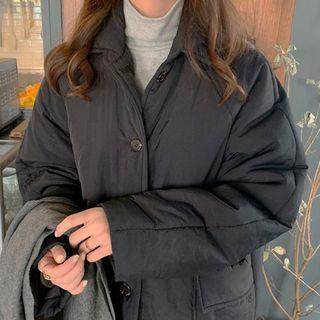 Raglan-sleeve Flap-pocket Padded Coat