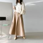 Pintuck-front A-line Maxi Skirt